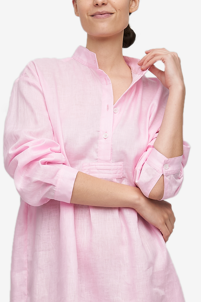 Short Sleep Shirt Pale Pink Linen