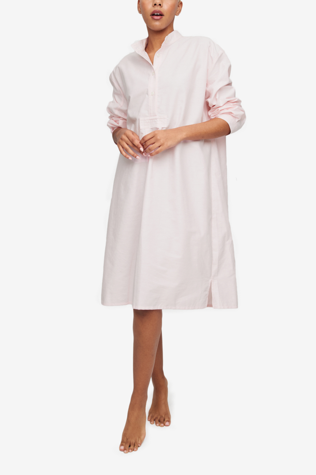 Long Sleep Shirt Pale Pink Oxford