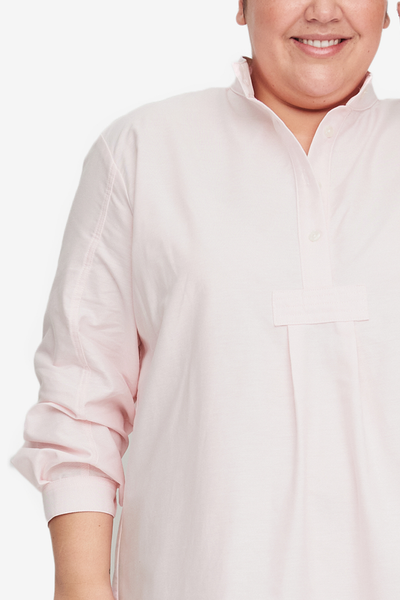 Long Sleep Shirt Pale Pink Oxford PLUS