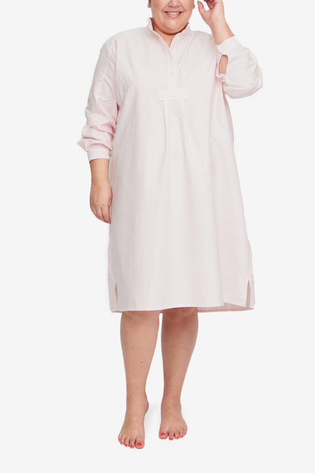 Long Sleep Shirt Pale Pink Oxford PLUS