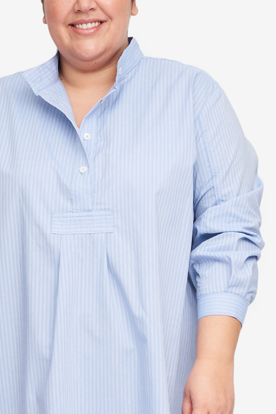Long Sleep Shirt Periwinkle Tonal Stripe PLUS