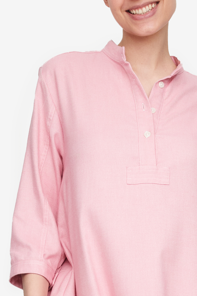 Full Length Sleep Shirt Pink Flannel