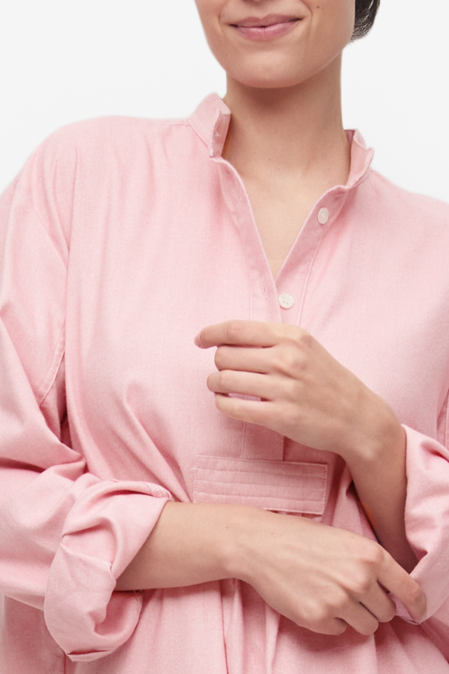 Long Sleep Shirt Pink Flannel