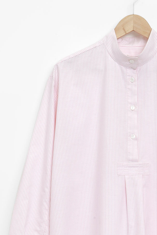 Long Sleep Shirt Pink Oxford Stripe
