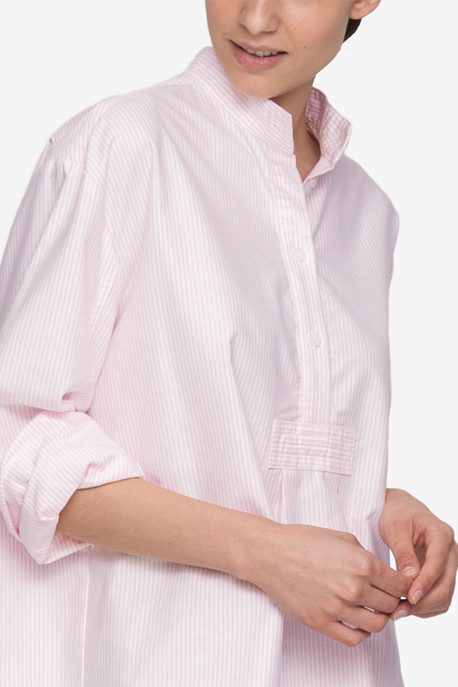 Short Sleep Shirt Pink Oxford Stripe