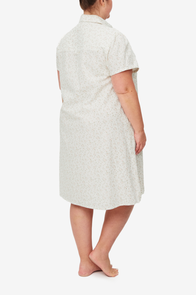 Round Collar Dress Pink Tea Floral
