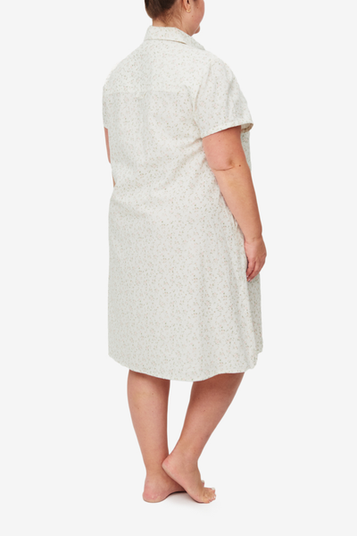 Round Collar Dress Pink Tea Floral