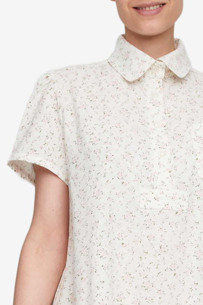 Round Collar Dress Pink Tea Floral