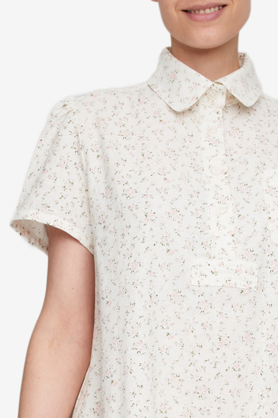Round Collar Dress Pink Tea Floral