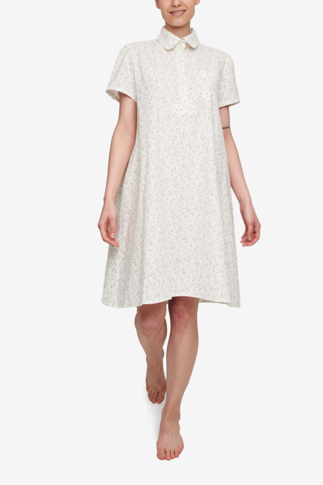 Round Collar Dress Pink Tea Floral
