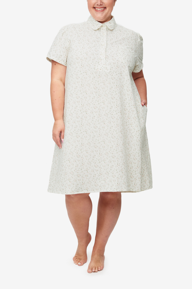 Round Collar Dress Pink Tea Floral