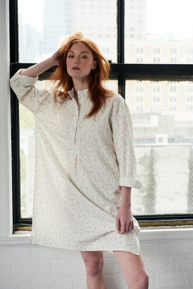 Short Sleep Shirt Pink Tea Floral