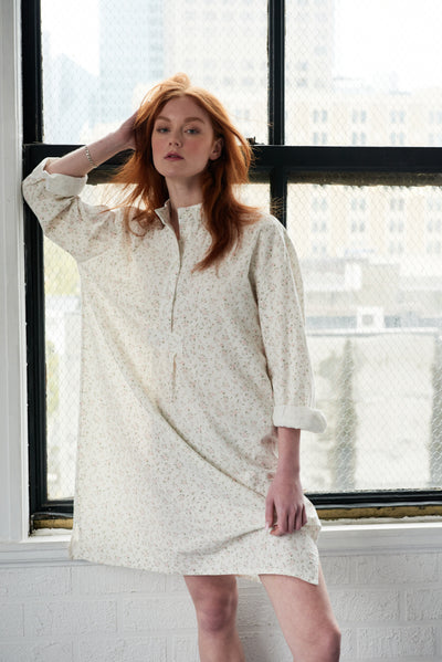 Short Sleep Shirt Pink Tea Floral
