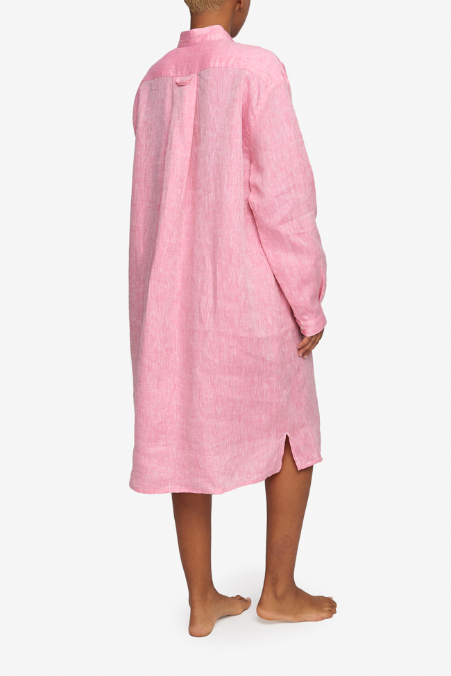Long Sleep Shirt Raspberry Pink Linen