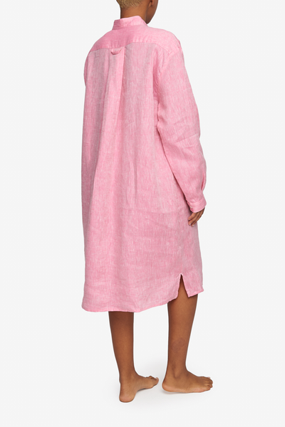 Long Sleep Shirt Raspberry Pink Linen
