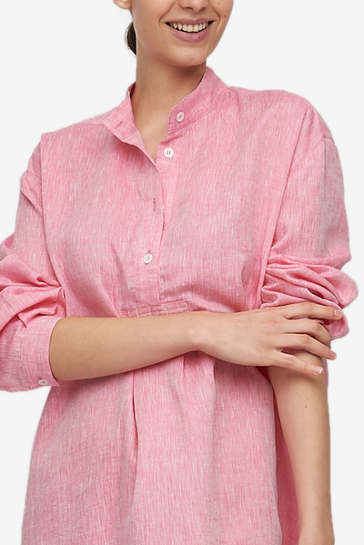 Short Sleep Shirt Raspberry Pink Linen