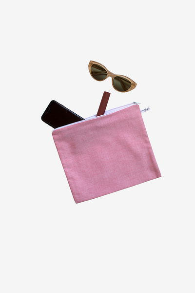 Red Chambray Pouches - Large Set of 2