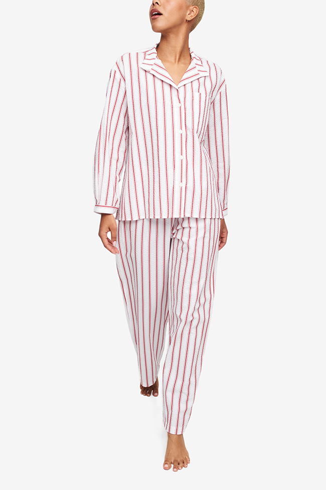 Lounge Pant Red Seersucker Stripe