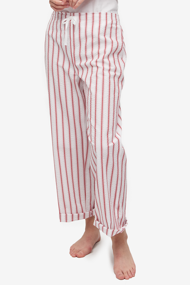 Lounge Pant Red Seersucker Stripe