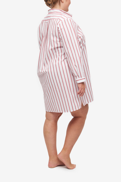 Short Sleep Shirt  Red Seersucker Stripe PLUS