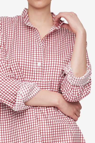 Long Sleep Shirt Red Shepherd Check