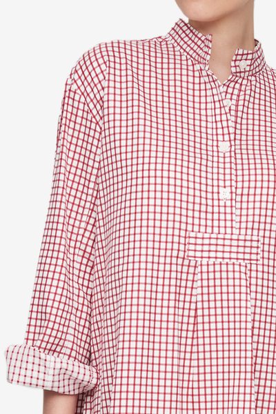 Short Sleep Shirt Red Shepherd Check