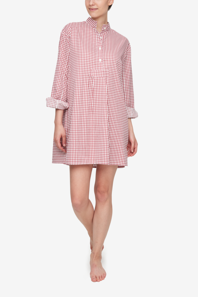 Short Sleep Shirt Red Shepherd Check