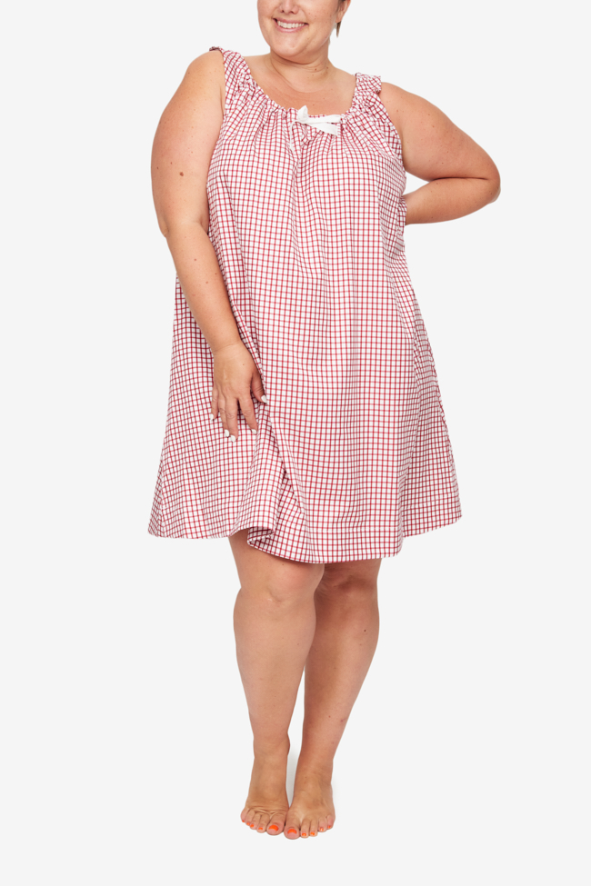 Sleeveless Nightie Red Shepherd Check PLUS