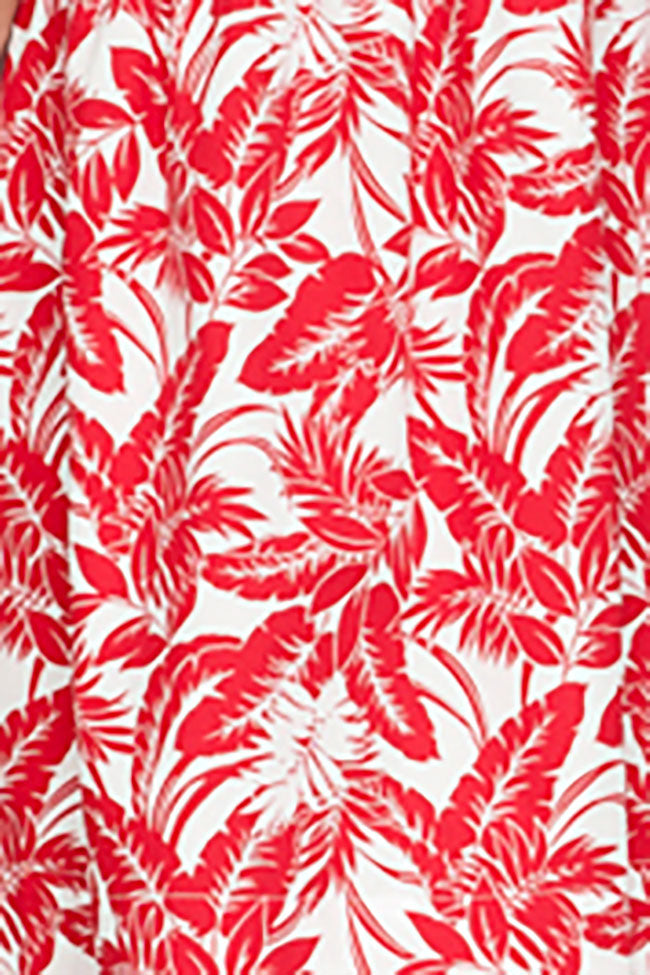 Pocket Nightie Red Tropical Print