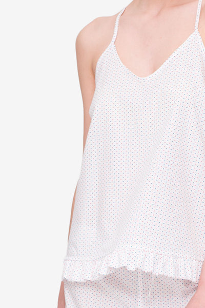 Ruffle Camisole Red and Blue Dot