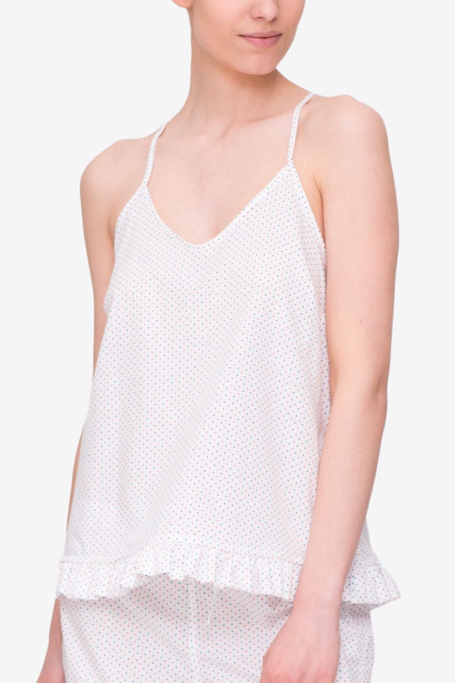 Ruffle Camisole Red and Blue Dot
