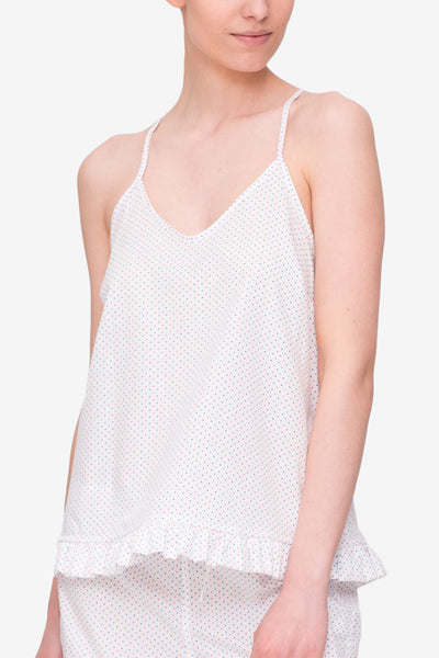 Ruffle Camisole Red and Blue Dot