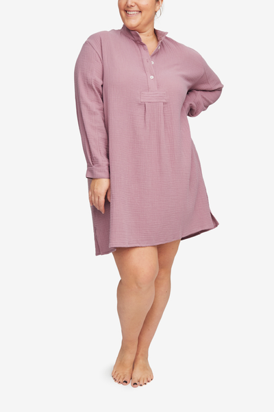 Short Sleep Shirt Rose Double Gauze PLUS