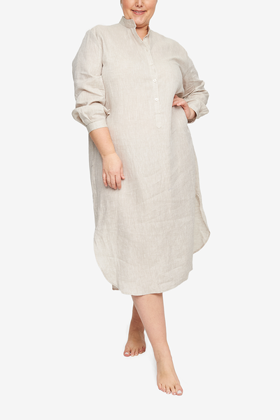 Ankle Length Sleep Shirt Sand Linen