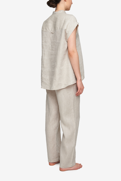 Cuffed Sleeve Shirt Sand Linen