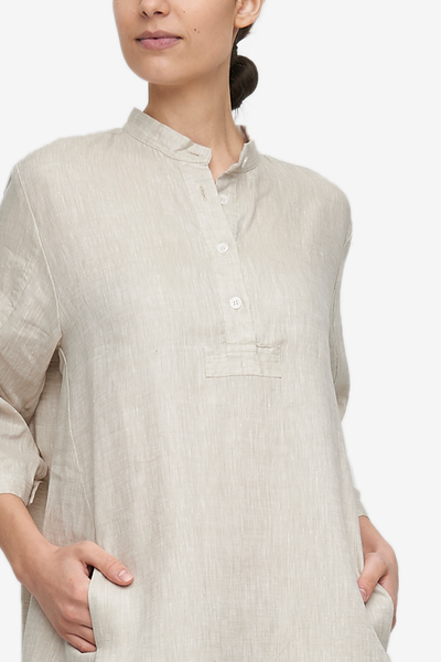 Flared Sleep Shirt Sand Linen