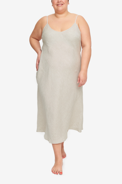 Long Slip Dress Sand Linen