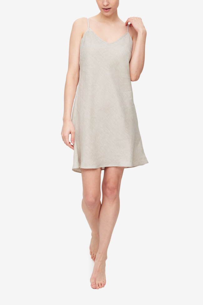 Short Slip Dress Sand Linen