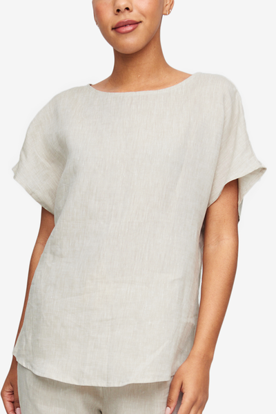 Set - Woven T-Shirt and Lounge Pant Sand Linen