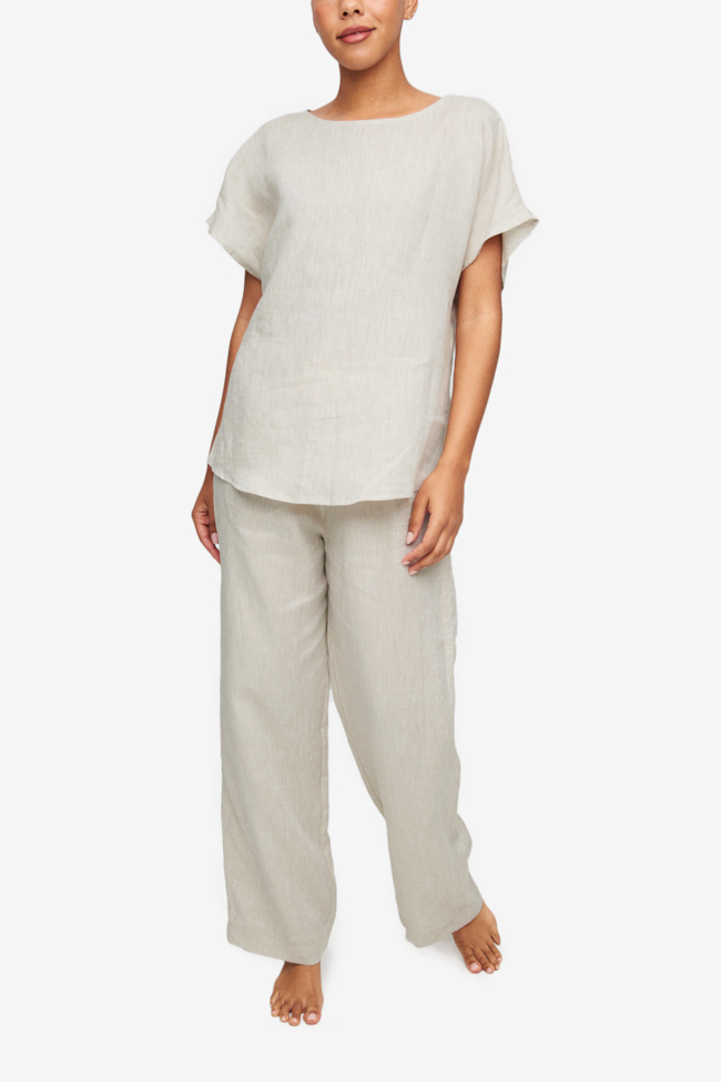 Set - Woven T-Shirt and Lounge Pant Sand Linen