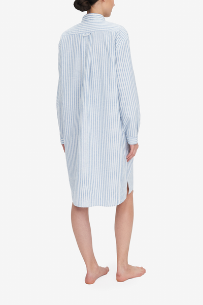 Long Sleep Shirt Sapporo Cotton Linen Stripe