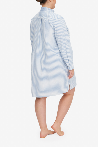 Short Sleep Shirt Sapporo Cotton Linen Stripe PLUS