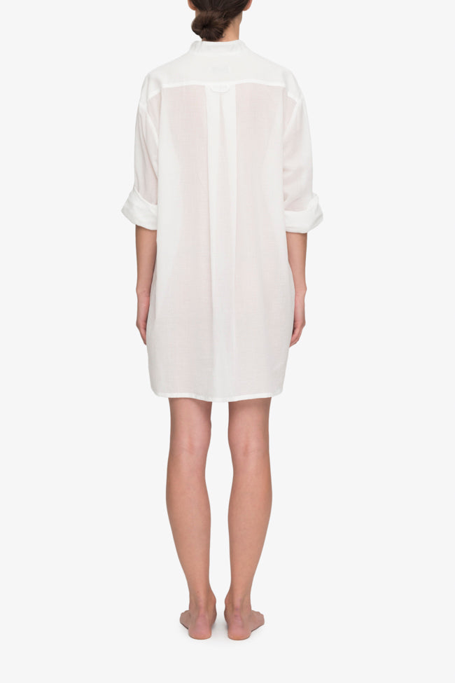 back view classic short sleep shirt sheer pencil stripe cotton by the Sleep Shirt