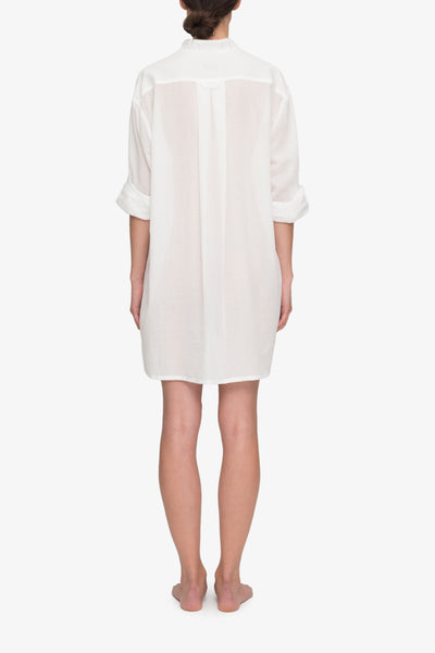 back view classic short sleep shirt sheer pencil stripe cotton by the Sleep Shirt