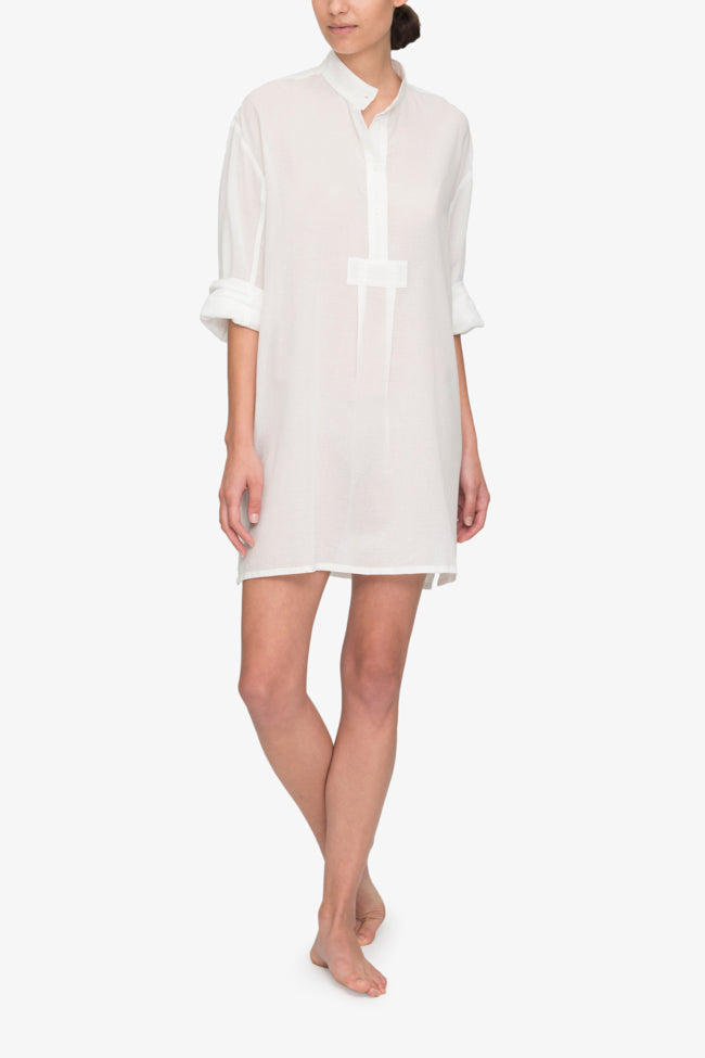front view classic short sleep shirt sheer pencil stripe cotton by the Sleep Shirt