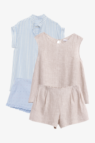 2 Shorts & 2 Tops, Linen Blend, Size Small