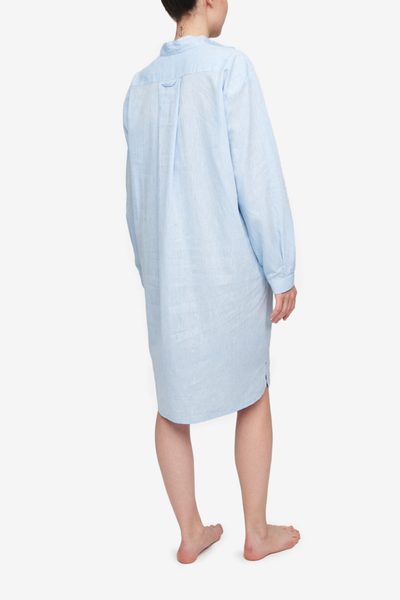 Long Sleep Shirt Sky Blue Linen Blend