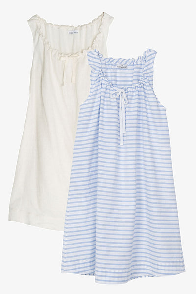 2 Sleeveless Nighties, Linen Blend, One Size