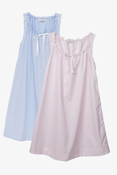 2 Sleeveless Nighties, Linen Blend, One Size