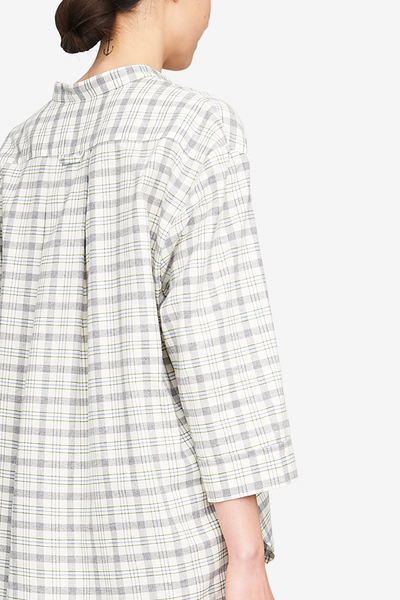 Set - Slip On Top and Lounge Pant Grey Plaid Flannel